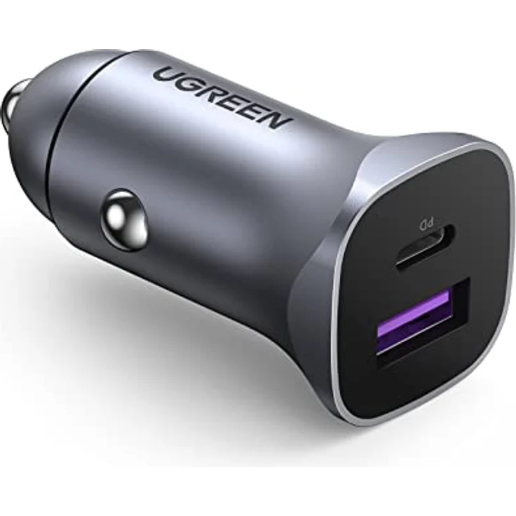 Ugreen USB-A / USB-C 30W Schnelles Autoladegerät mit PD PPS, graues Ladegerät für iPhone und Galaxy Smartphones – Bild 1