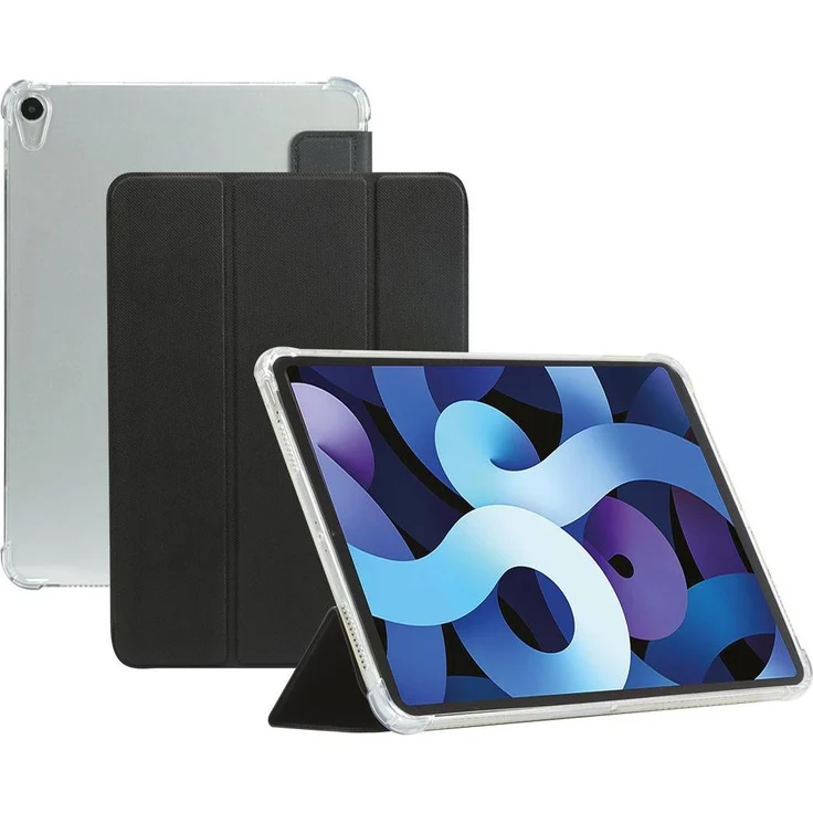 Mobilis Edge Case für iPad Air 11" (M2) 2024, transparente Schwarz Tablet-Hülle mit Klappe und Stylus-Halter
