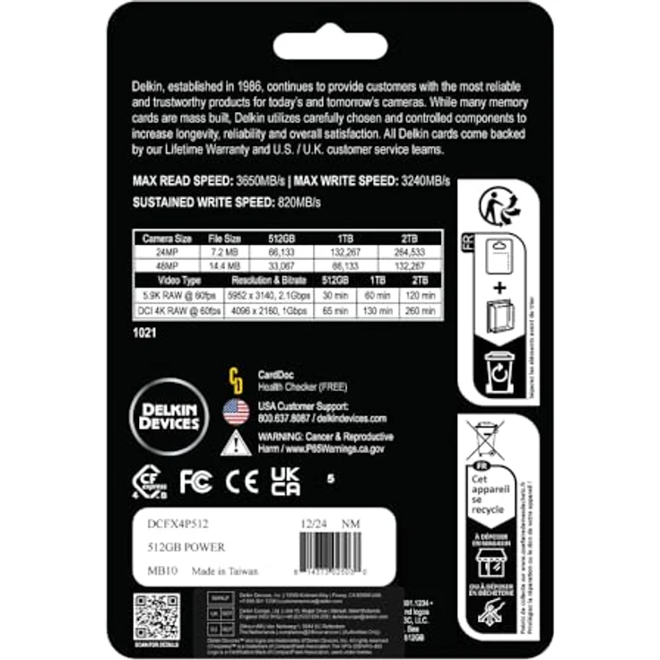Delkin Devices Power Speicherkarte, CFexpress Typ B 4.0 (512 GB) für Digitalkameras, unübertroffene Geschwindigkeit und Leistung – Bild 2