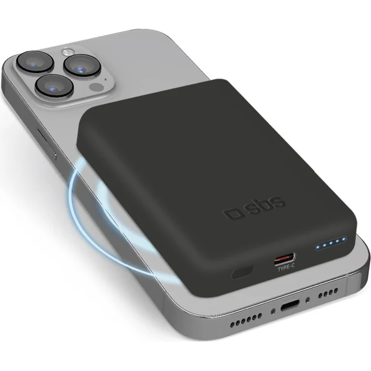 SBS TEBB5000MAG1CK Powerbank Lithium Polymer (LiPo) 5000 mAh Kabelloses Aufladen Schwarz