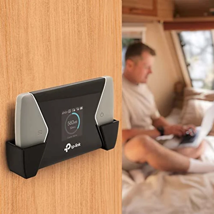 Mobilefox Wandhalterung für TP-Link M7450 M7650, kompatible Wandhalterung aus Kunststoff in Schwarz, mit Klebefixierung, Made in Germany – Bild 2