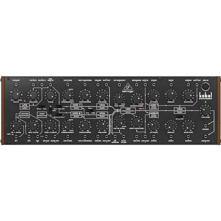 Behringer Kobol Expander, Analog Synthesizer im 19“ Desktop-Gehäuse mit 2 Oszillatoren, 32 CV und MIDI Anschlüssen