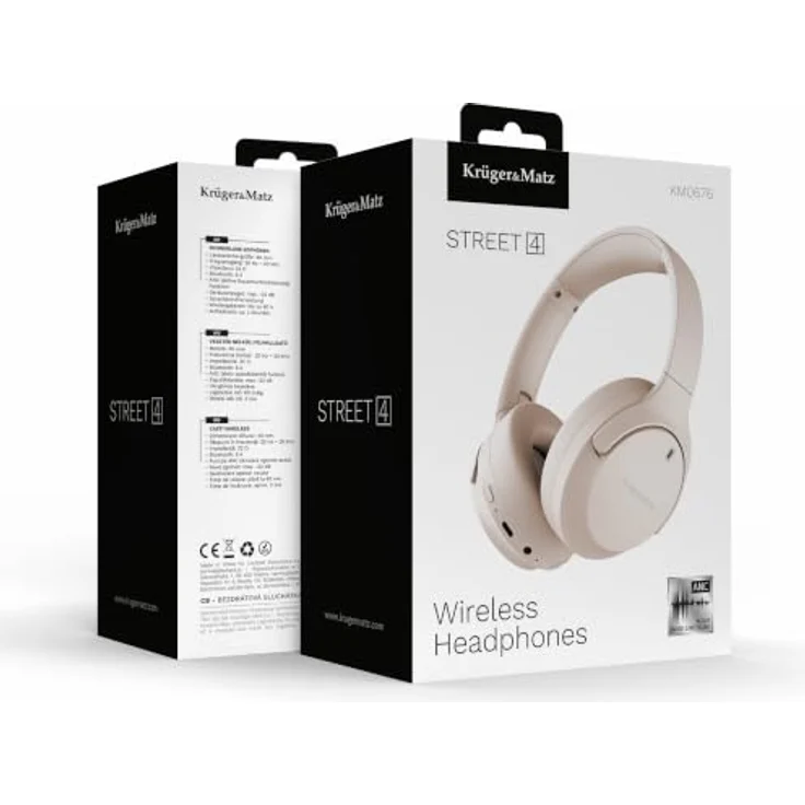 Krüger&Matz Street 4, Kabellose Over-Ear-Kopfhörer mit Mikrofon, ANC, Bluetooth 5.4, beige – Bild 7