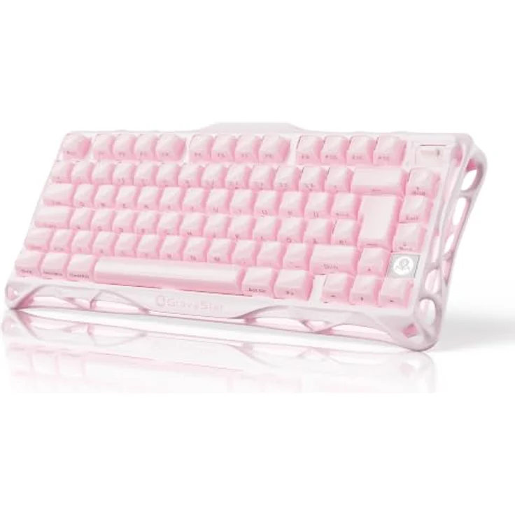 GravaStar Mercury K1, mechanische Gaming Tastatur mit QWERTZ Layout (DE), rosa, 75% Layout, RGB-Anpassung, kabellos, Kailh Switches – Bild 1