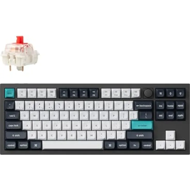 Keychron Q3 Max, Kabellose Mechanische Tastatur mit Vollmetall-Gehäuse, 2.4 GHz/Bluetooth/Kabelgebunden, Hot-Swappable, Gateron Jupiter Red, Carbon Black