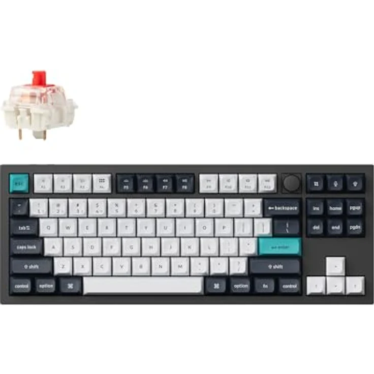 Keychron Q3 Max, Kabellose Mechanische Tastatur mit Vollmetall-Gehäuse, 2.4 GHz/Bluetooth/Kabelgebunden, Hot-Swappable, Gateron Jupiter Red, Carbon Black – Bild 1