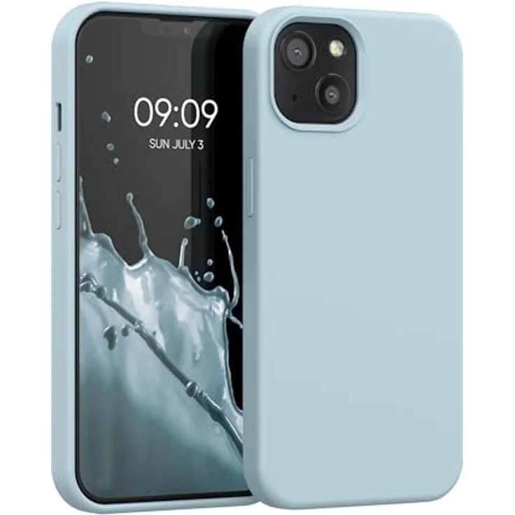 kwmobile Handyhülle für iPhone 13, Silikon Case in Pastellblau, flexibel, rutschfest, kabelloses Laden – Bild 1