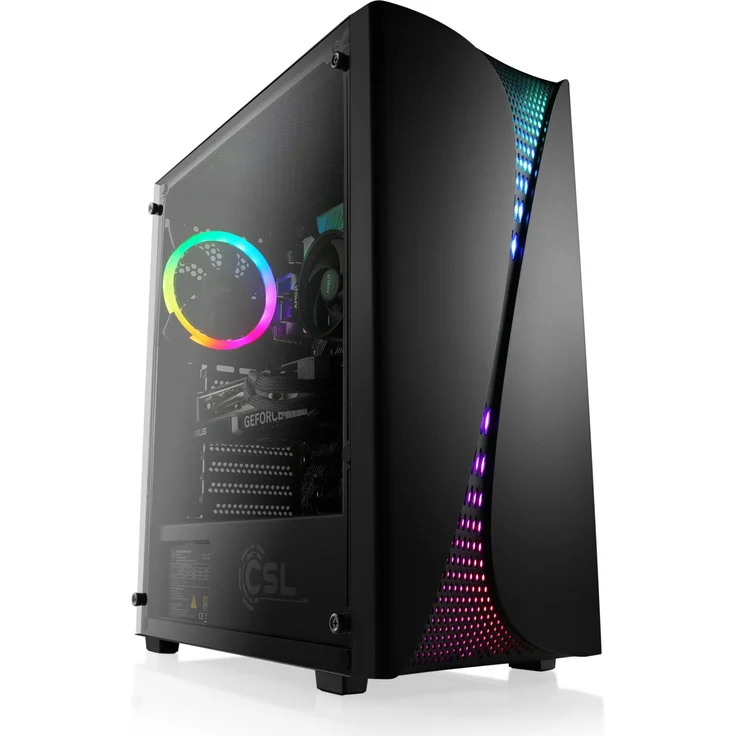 CSL Gaming PC M13030H, AMD Ryzen 5 5500, GeForce RTX 3050, 32 GB RAM, 1000 GB SSD, Schwarz