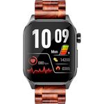 Knauermann PRO 3 (2024) Schwarz - Gesundheitsuhr Smartwatch mit Telefoniefunktion - EKG + HRV und SOS Funktion - AMOLED Display- BT Bluetooth - Schlafapnoe - Echtholzband Dunkelbraun, 14-24