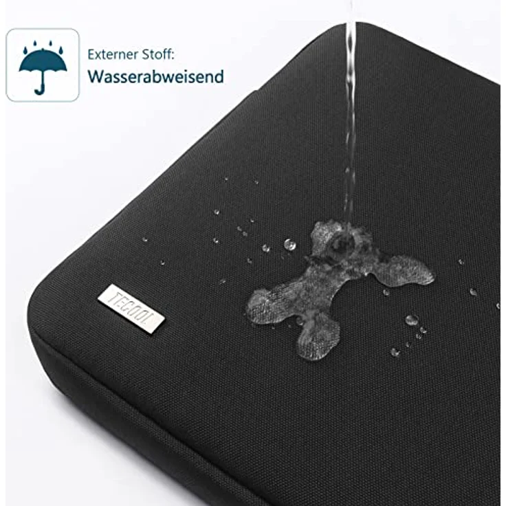 TECOOL Laptoptasche 16 Zoll, wasserdichte Notebook-Hülle für MacBook Pro 16 M4/M3/M2/M1 (2019-2024) und Lenovo, Dell, HP, ASUS, Schwarz, mit stoßfester Polsterung und Zubehörfach – Bild 3