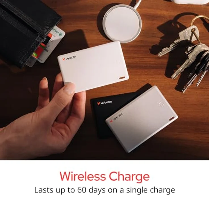 Verbatim My Finder Card, Slim Wallet Tracker-Karte, wiederaufladbarer Bluetooth Item Finder, wasser- und staubdicht, silber – Bild 5