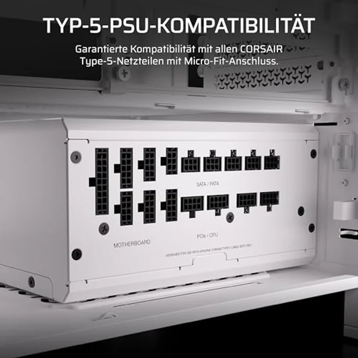 Corsair Elite Premium Pro-Kit mit Einzeln Ummantelten Typ 5-Netzteilkabeln, Flache Kabelkämme, Dreilagiges Mesh-Paracord-Design, Kompatibel mit Typ-5-Netzteilen, Weiß – Bild 4