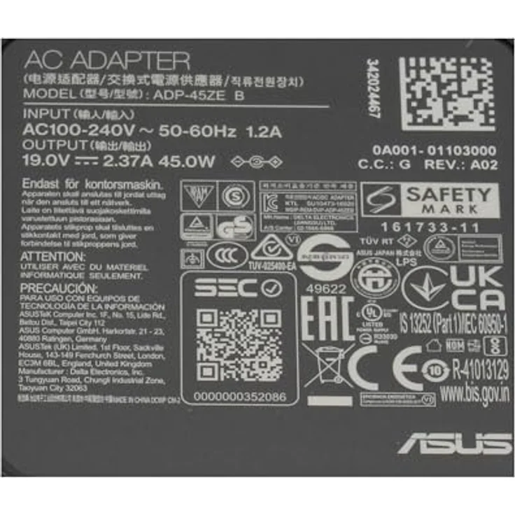 ASUS AD45-00B, Original 45 Watt Notebook-Netzteil, kompakt und international einsetzbar, Schwarz – Bild 5