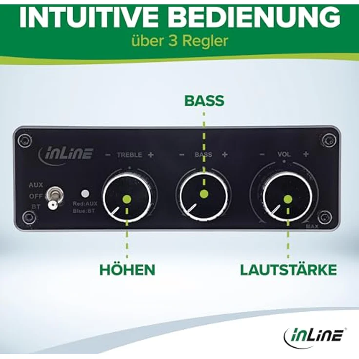 InLine® Bluetooth 5.3 Audio Receiver, 96 Watt Verstärker mit aptX HD, schwarz – Bild 5