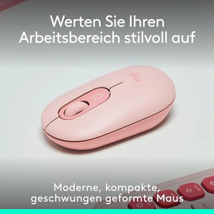 Logitech POP Mouse, kabellose Bluetooth-Maus mit programmierbaren Tasten und leisen Klicks, Easy-Switch für 3 Geräte - Rosa – Bild 2