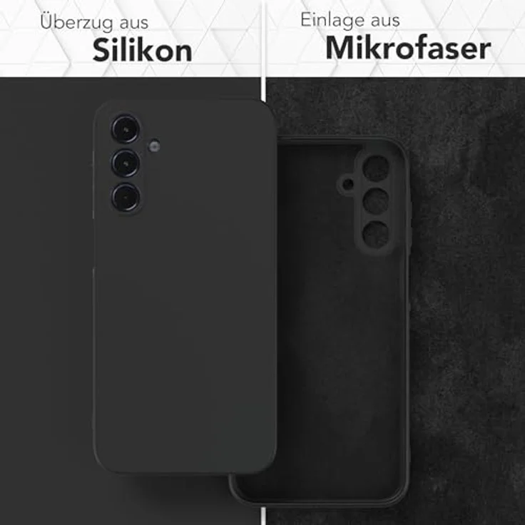 EAZY CASE Silikonhülle für Samsung Galaxy A15, Stoßfeste Schwarz Matt Schutzhülle mit Kameraschutz, Dünn und Kratzresistent, Perfekt für Kabelloses Laden, TPU Phone Bumper – Bild 3