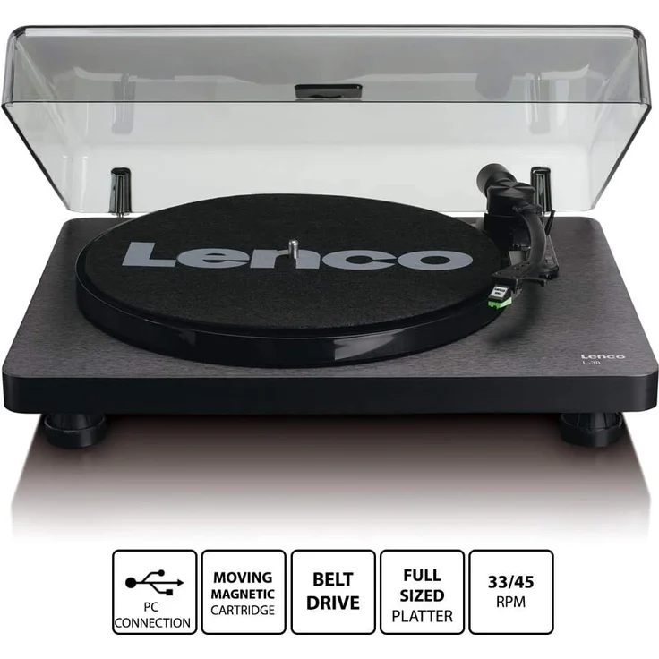 Lenco Plattenspieler L-30 Holzgehäuse vinyl player mit USB-Anschluss zum Digitalisieren von Schallplatten – Bild 2