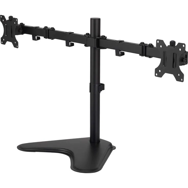 SpeaKa Professional SP-6644612 Secundus 2-fach Monitor-Standfuß, 33,0 cm (13'') - 81,3 cm (32''), neigbar, schwenkbar, rotierbar, Schwarz