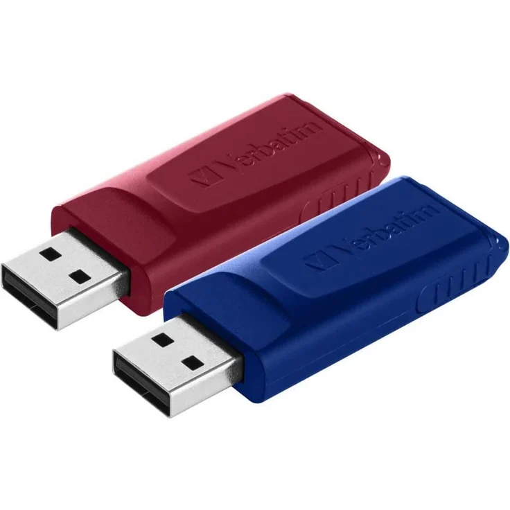 Verbatim Slider USB-Stick 32 GB Multipack, USB 2.0-Schnittstelle - Multipack 2 Stk. - Rot - Blau – Bild 1