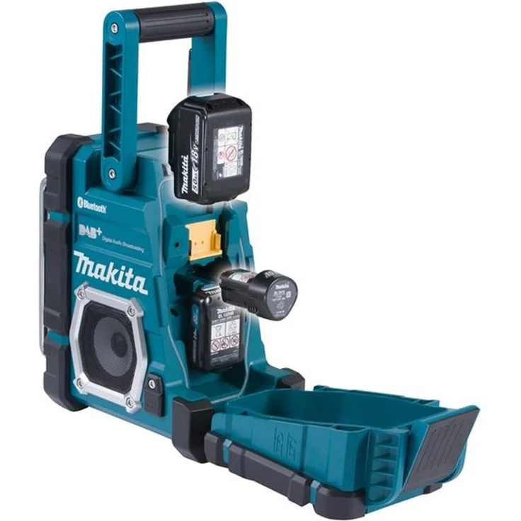 Makita DMR 112 mit Bluetooth + Akku 3 Ah und Ladegerät Baustellenradio mit Bluetooth, LCD-Display, geeignet für Outdoor, blau – Bild 5