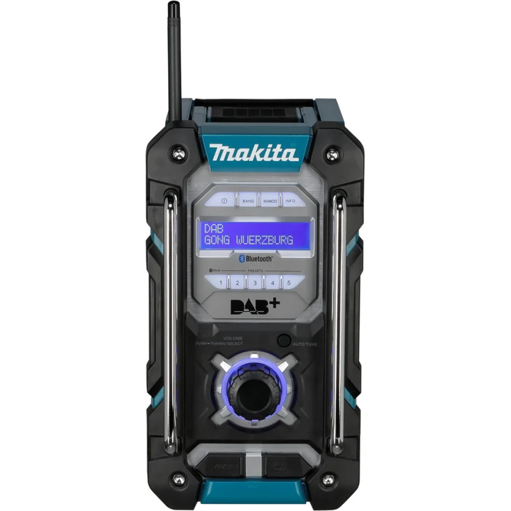 Makita DMR 112 mit Bluetooth + Akku 3 Ah und Ladegerät Baustellenradio mit Bluetooth, LCD-Display, geeignet für Outdoor, blau – Bild 3