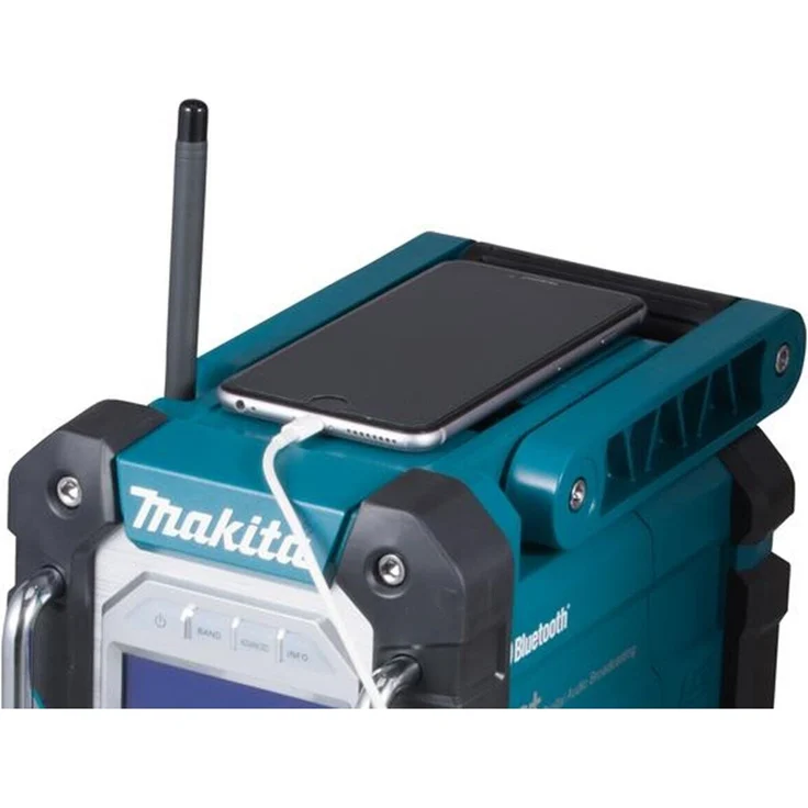 Makita DMR 112 mit Bluetooth + Akku 3 Ah und Ladegerät Baustellenradio mit Bluetooth, LCD-Display, geeignet für Outdoor, blau – Bild 6