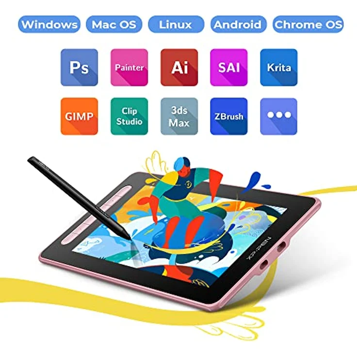 XP-Pen Artist 10 2. Generation Grafiktablett 10,1 Zoll Pen Display mit X3 Smart-Chip Stylus, 120 % sRGB Farbraum, 6 Schnelltasten (Grün) – Bild 3