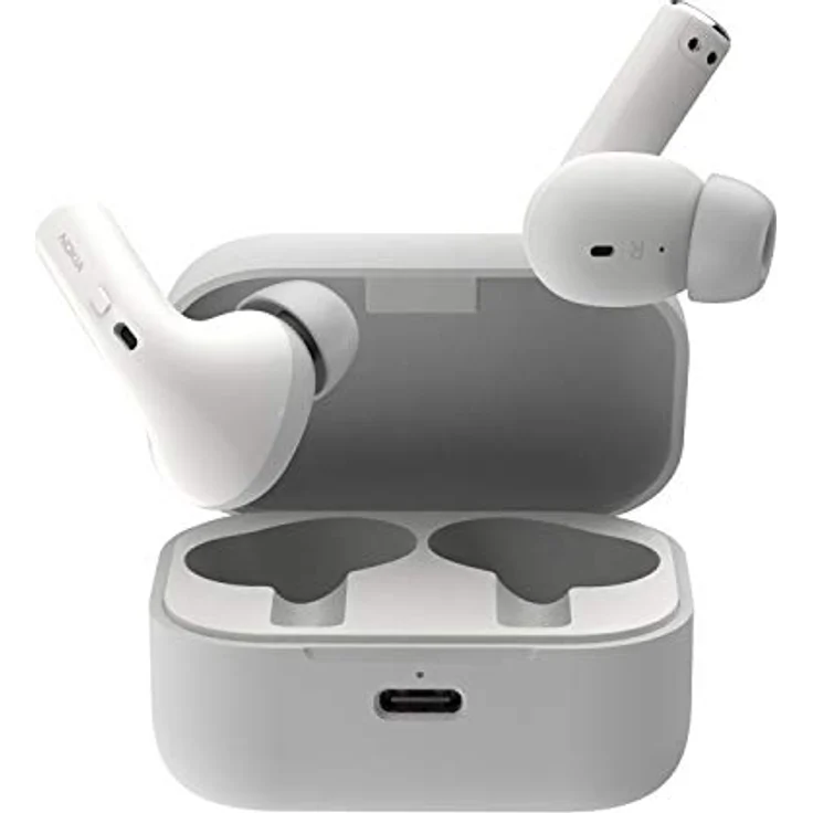 Nokia E3500 True Wireless Earbuds, Bluetooth 5.0, mit Clear Voice Capture (CVC) Technologie, 7 Stunden Non-Stop Spielzeit und bis zu 25 Stunden dank Charging Case – Weiß  – Bild 1