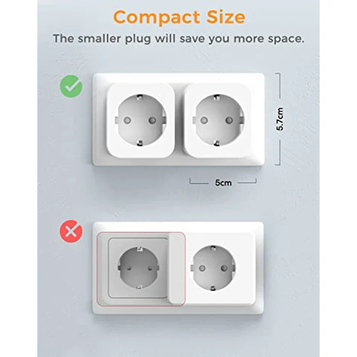 Refoss WLAN Steckdose Zeitschaltuhr Steckdose 2er Pack Smart MINI Steckdose mit Fernbedienung, Smart Home WiFi Steckdose mit Sprachsteuerung, Smart Plug Funktioniert mit Alexa, Google – Bild 2