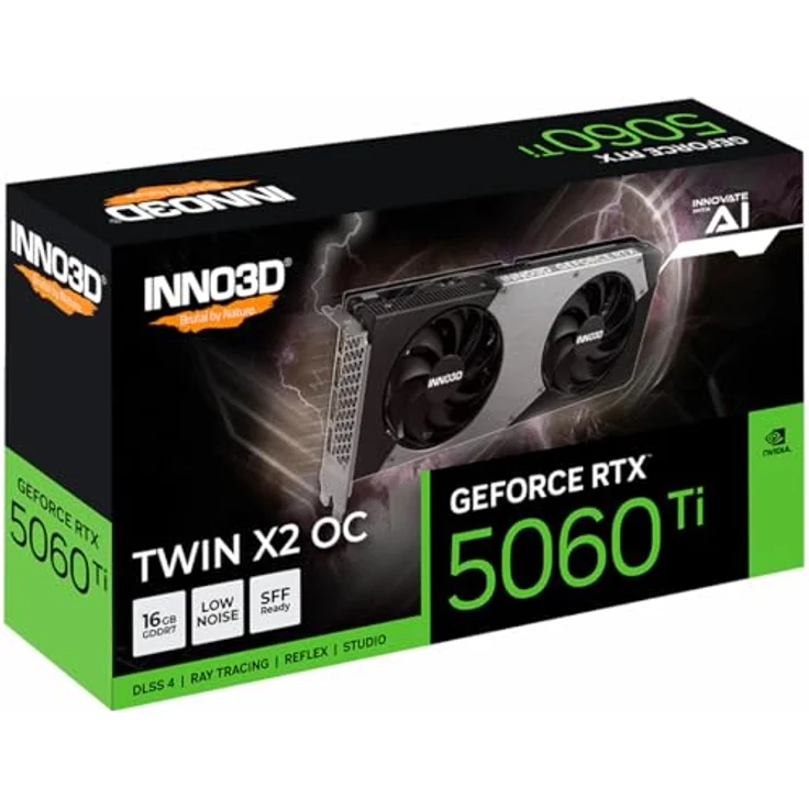 Inno3D GeForce RTX 5060 Ti Twin X2 OC, 16GB GDDR7 Grafikkarte mit 2235 MHz, hohe Auflösung 7680 x 4320 Pixel, aktive Kühlung mit zwei Lüftern – Bild 5