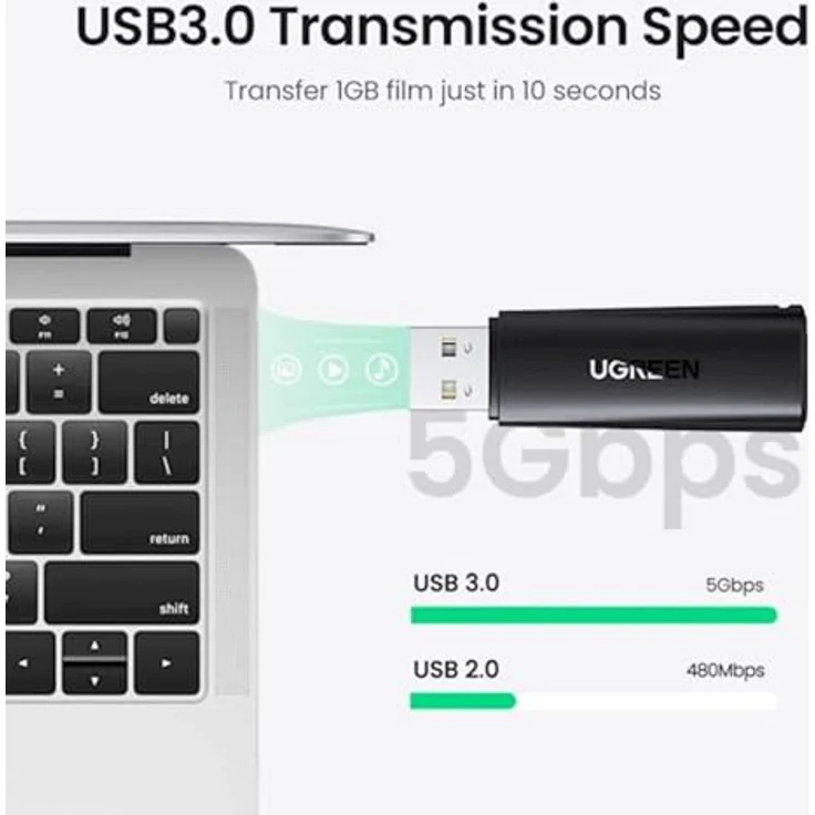 UGREEN CM264 USB 3.0 SD/TF-Kartenleser USB-A Lesegerät bis 512 GB kompatibel USB-Stick, Schwarz – Bild 6
