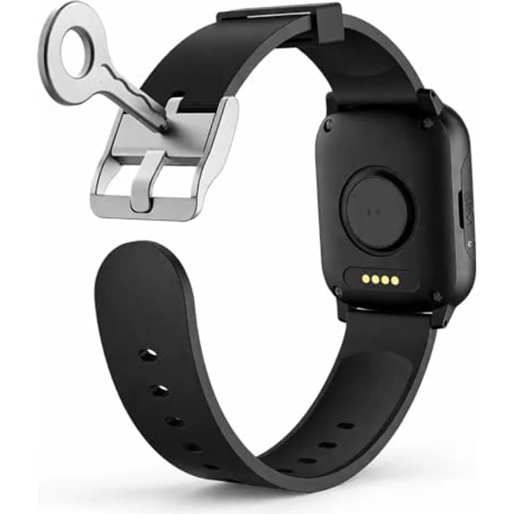 NikuTRAX Uhrenarmband DSA-16, abschließbares Silikonarmband in Schwarz mit Sicherheitsverschluss und 2 Schlüsseln – Bild 3