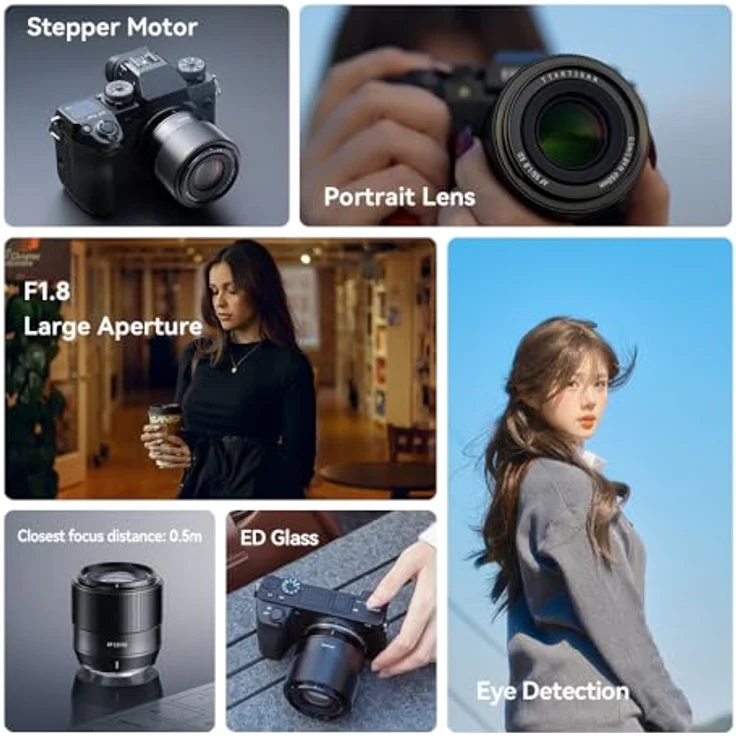 TTArtisan 56 mm F1.8 AF Objektiv, Metallgehäuse mit Bokeh-Funktion, kompatibel mit Sony E Mount – Schwarz – Bild 4