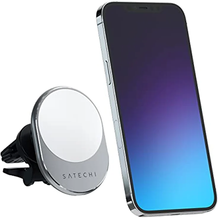 SATECHI Magnetisches kabelloses Autoladegerät (Qi Wireless Charging) 7,5W Lüftungshalterung - Kompatibel mit iPhone 15 Pro Max/15 Pro/15/15 Plus, 14 Pro Max/14 Pro/14/14 Plus, 13 Pro Max/13 Pro – Bild 1