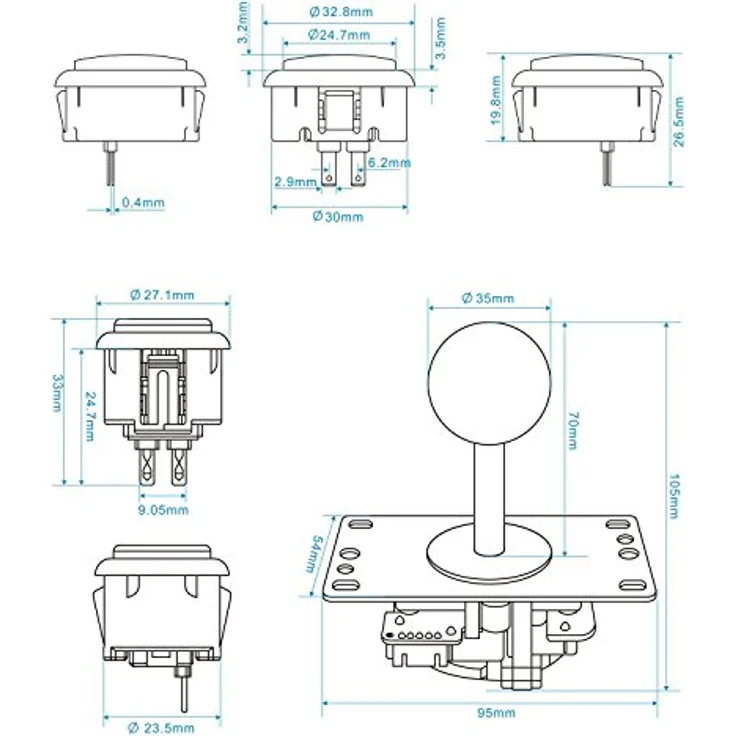 SJJX DIY Arcade Game Button und Joystick Controller Kit, 5-Pin Joystick und 10 Push Buttons, schwarz – Bild 3