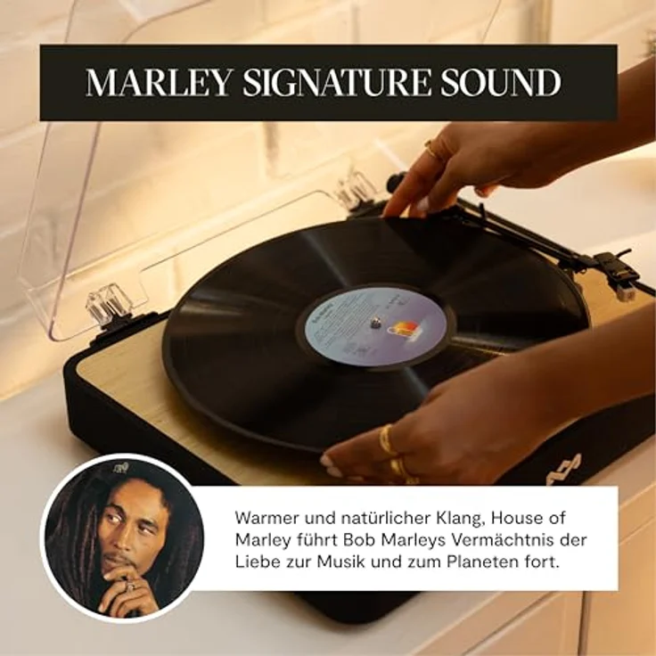 House of Marley Revolution Plattenspieler Bluetooth, nachhaltiger Vinyl Player mit 33/45/78 U/min, Dust Cover und einfacher Einrichtung – Bild 2