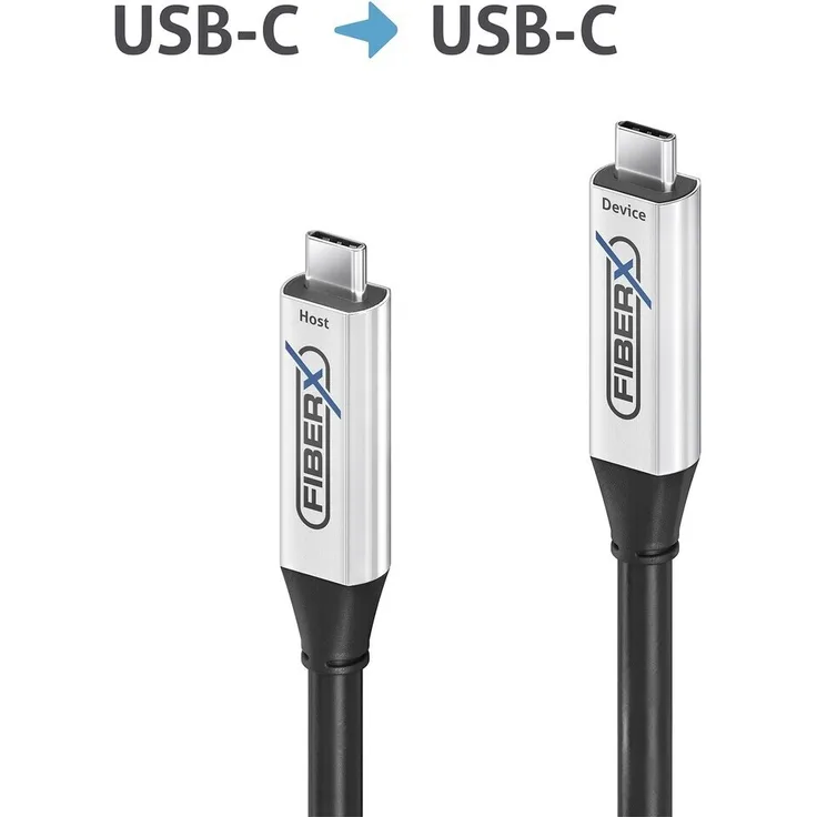 Purelink FiberX FX-I600-015, Aktives optisches USB 3.2 Gen 1 Kabel USB-C, 15m, schwarz/silber, 10 Gbit/s Datenübertragung