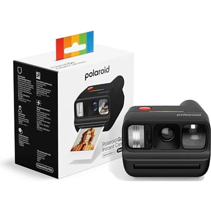 Polaroid Go Generation 3, Mini Sofortbildkamera in Schwarz mit Selfie-Spiegel und Blitz, nur kompatibel mit Go Film