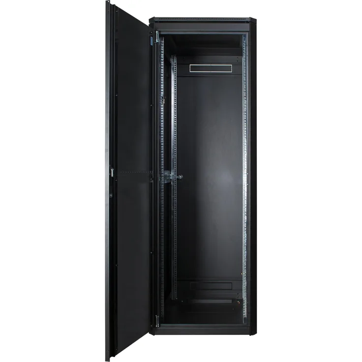 Logon RDL36U66BL, Freistehendes 19 Zoll Rack mit 36 HE und 600 kg Tragfähigkeit, Schwarz, passive Kühlung, abnehmbare Seitenteile, verbessertes Kabelmanagement