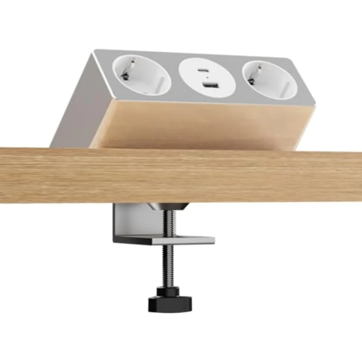 kalb | Nexura Mehrfachtischsteckdose, 2X 230VAC, USB A/C 30W, Flexible Montage mit C-Klemme oder Montageplatte, 2m Kabel, Plug & Play, Kabelmanagement, Material für Möbel – Bild 1