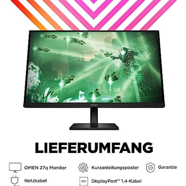 HP Omen 27q 27" QHD IPS Gaming Monitor, 165Hz, 1ms, FreeSync, HDMI/DP, 16:9 Display – Bild 3