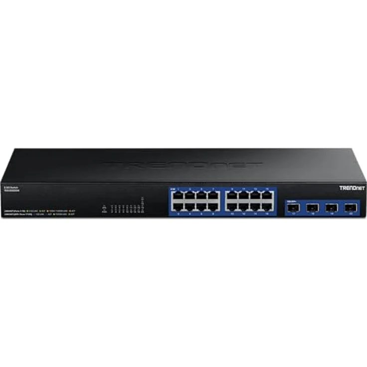 Trendnet TEG-S50204 Gigabit Ethernet Switch, 20 Ports mit 2.5G-RJ-45 und 10G-SFP+, lüfterlos, schwarz – Bild 4