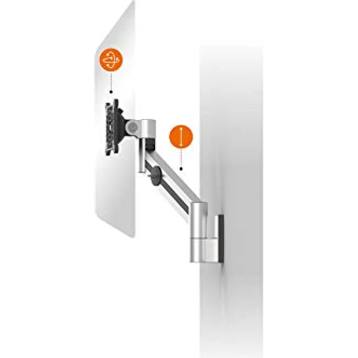 Durable Monitor Wandhalterung Pro, flexibler Schwenkarm 360° drehbar, für VESA Bildschirme 21-27", silber, 509023 – Bild 4