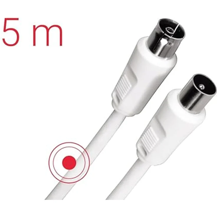 Hama 00205030 Antennenkabel, Koaxial, 5 m, Weiß – Bild 2