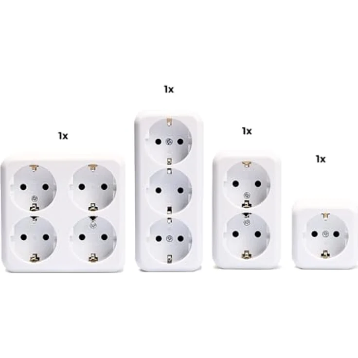 McPower Aufputz Steckdosen Set 4-teilig | Finery Kombi | 1x Einzelsteckdose, 1 x Zweifachsteckdose, 1x Dreifachsteckdose, 1x Vierfachsteckdose für Innenraum, weiß – Bild 2
