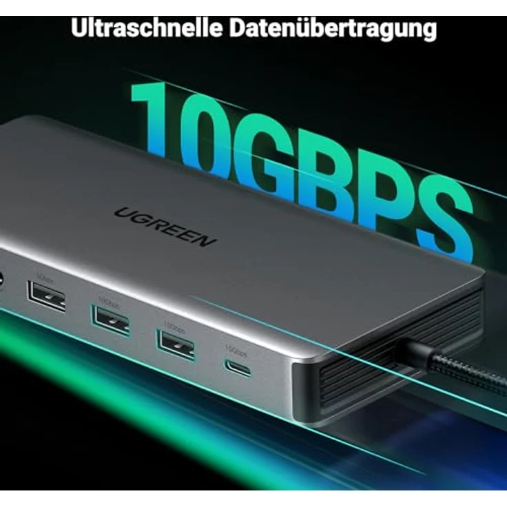 UGREEN Revodok Pro 313 USB C Docking Station Triple Display 10Gbps USB Ports 13 IN 1 USB C Hub 2HDMI, DP, 5X USB A/C Ports, PD 100W Schnellladen, Gigabit Ethernet, SD/TF Kartenleser, 3.5mm Aux – Bild 5