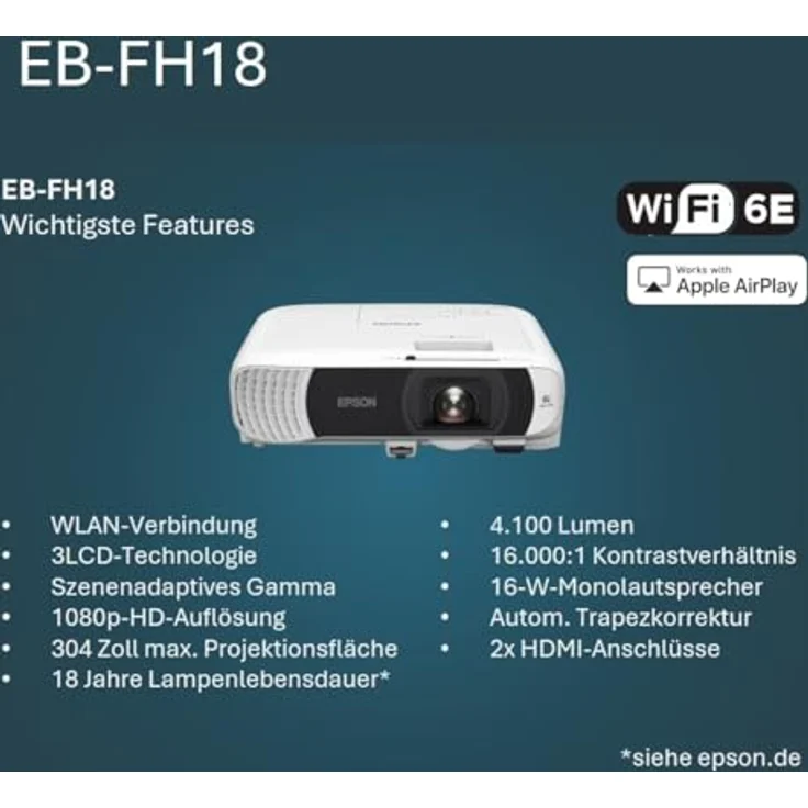 Epson EB-FH18, 3LCD Beamer mit 4100 Lumen, Full HD, weiss – Bild 10