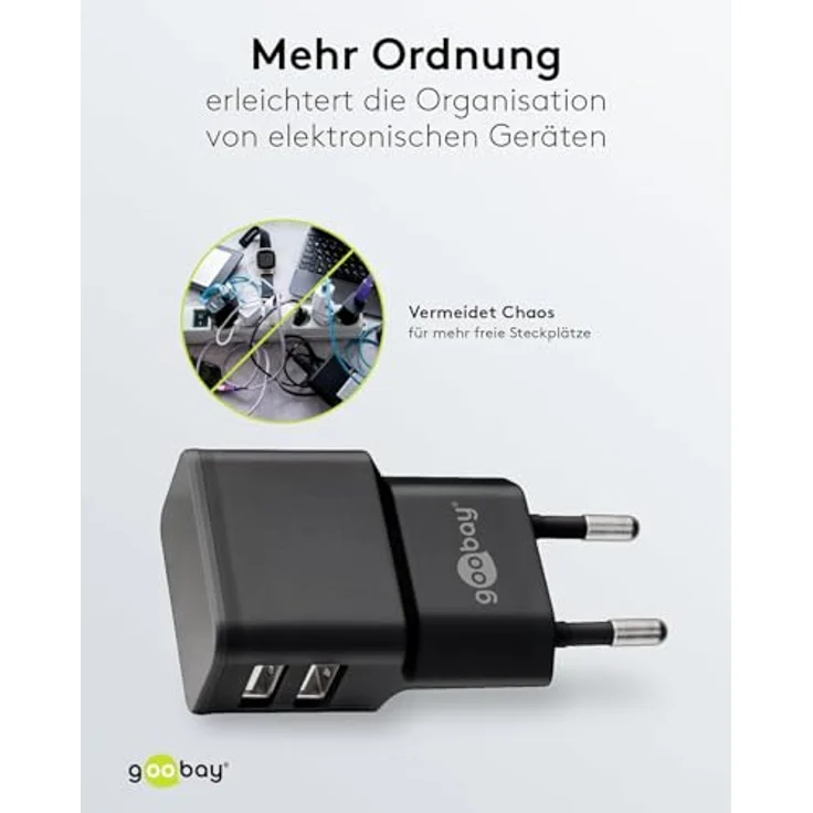 Goobay 44951 2fach USB Ladegerät Extra Kompakte Bauform 2, 4A, Schwarz – Bild 6