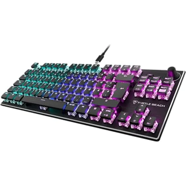 Turtle Beach Vulcan TKL - Mechanische Titan Switch PC-Gaming-Tastatur mit AIMO RGB-Beleuchtung, eloxierter Aluminium-Abdeckplatte, und linearem TITAN Switch