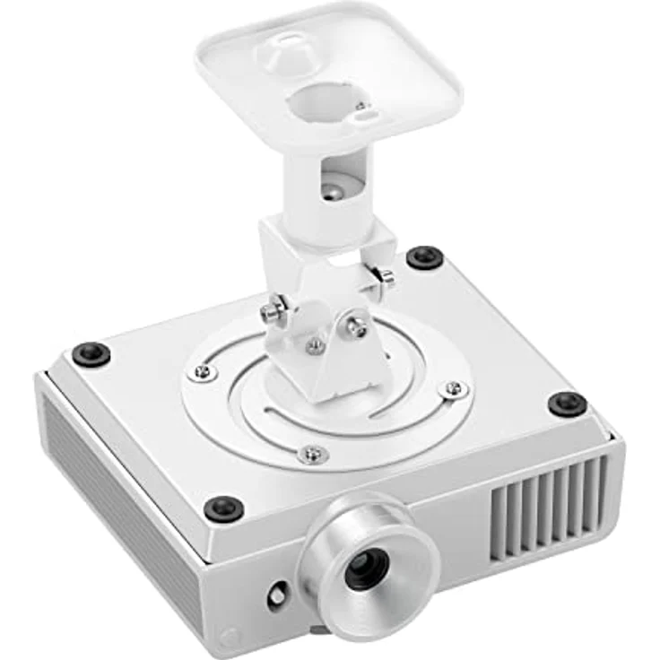 deleyCON Universal Beamer Projektor Deckenhalterung, neigbar bis +-25°, 360° schwenkbar, bis 15kg, Deckenabstand 215mm, Kabelführung, Weiß – Bild 2